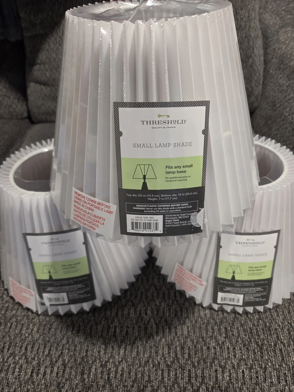 Threshold Small Pleated Lamp Shade - White (Set of 3) NEW.